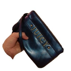 JUICY COUTURE - Royal Blue Double Zip Wristlet Clutch Purse Exquisite - Classy